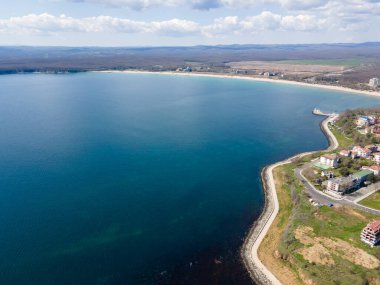 Bulgaristan 'ın Burgaz Bölgesi' ndeki Primorsko kasabasının şaşırtıcı hava manzarası