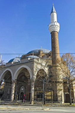 SOFYA, BULGARIA - 11 Kasım 2021: Bulgaristan 'ın başkenti Sofya' daki Banya Başhi Camii 'nin sonbahar manzarası
