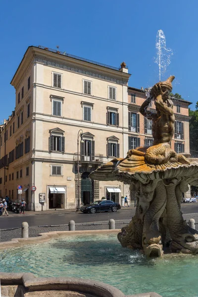 Roma Itália Junho 2017 Vista Incrível Fonte Tritão Piazza Barberini — Fotografia de Stock