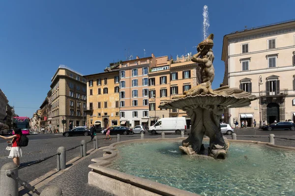 Rome Olaszország 2017 Június Csodálatos Kilátás Nyílik Triton Kút Piazza — Stock Fotó