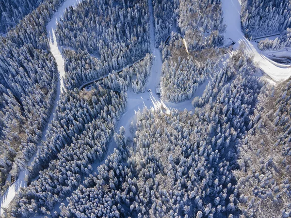 Légi Téli Kilátás Rila Mountain Síközpont Közelében Borovets Szófia Régió — Stock Fotó