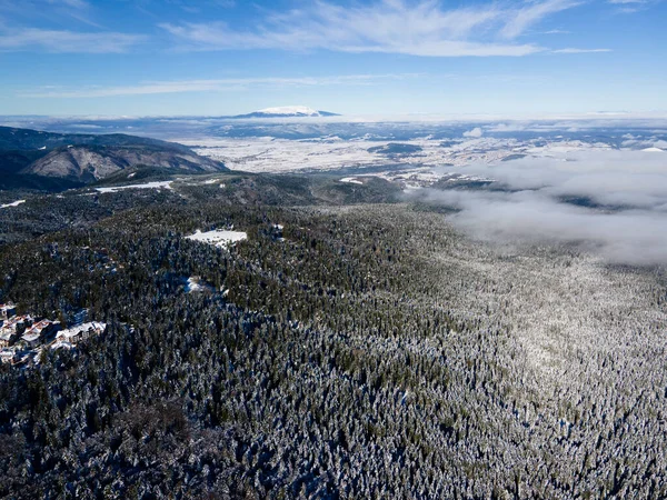 Letecký Zimní Pohled Rilu Lyžařského Střediska Borovets Sofijský Kraj Bulharsko — Stock fotografie