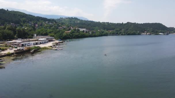 Aerial Summer View Pancharevo Lake Sofia City Region Bulgaria — Stock Video