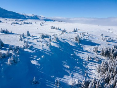 Bulgaristan 'ın Sofya Şehir Bölgesi, Vitosha Dağı' nın Hava Kış Manzarası