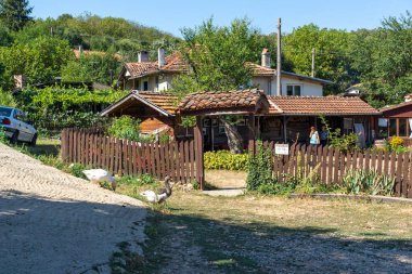 BRASHLYAN, BULGARIA - 30 AĞUSTOS 2020: Bulgaristan 'ın Burgaz Bölgesi' nin tarihi Brashlyan kasabasındaki 19. yüzyıl evleri