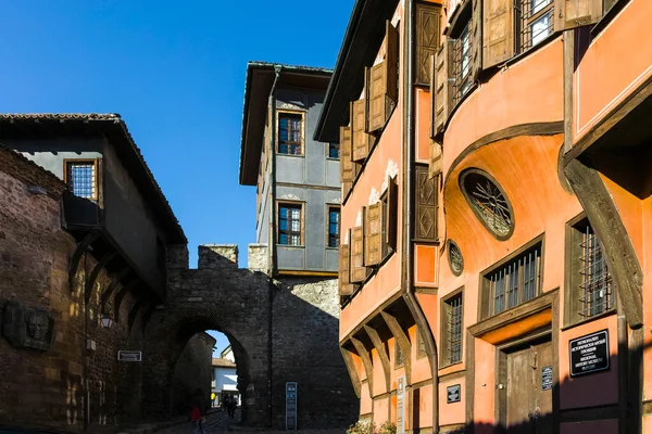 Plovdiv Bulgarije Januari 2022 Straat Negentiende Eeuw Huizen Architectonisch Historisch — Stockfoto