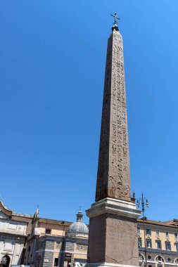 Rome, İtalya - 22 Haziran 2017: Şaşırtıcı Panorama için Piazza del Popolo City Roma, İtalya