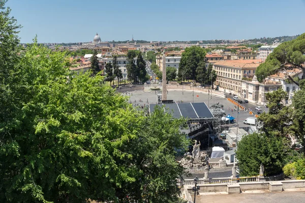 Roma Italia Junio 2017 Amazing Panorama Piazza Del Popolo City — Foto de Stock