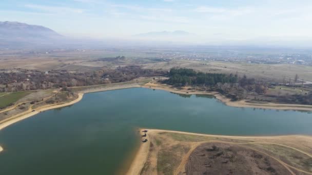 Increíble Vista Aérea Del Embalse Drenov Dol Región Kyustendil Bulgaria — Vídeo de stock