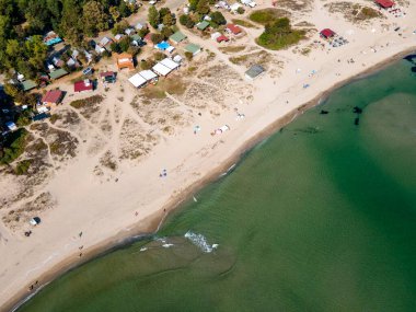 Bulgaristan 'ın Burgaz Bölgesi' ndeki Kiten kasabasının Güney Sahili 'nin şaşırtıcı hava manzarası