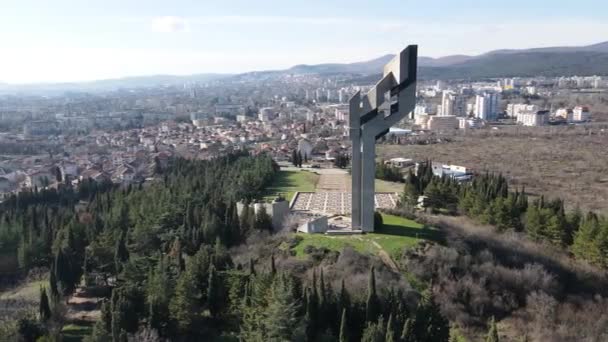 Stara Zagora Bułgaria Styczeń 2021 Widok Lotu Ptaka Kompleks Pamięci — Wideo stockowe