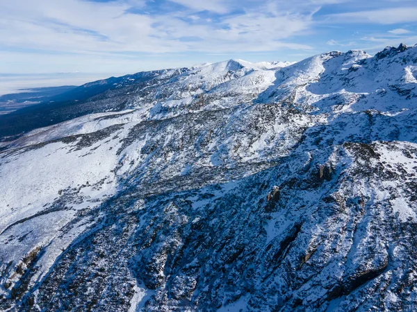 Úžasná Letecká Zimní Krajina Rila Mountain Poblíž Vrcholu Malyovitsa Bulharsko — Stock fotografie