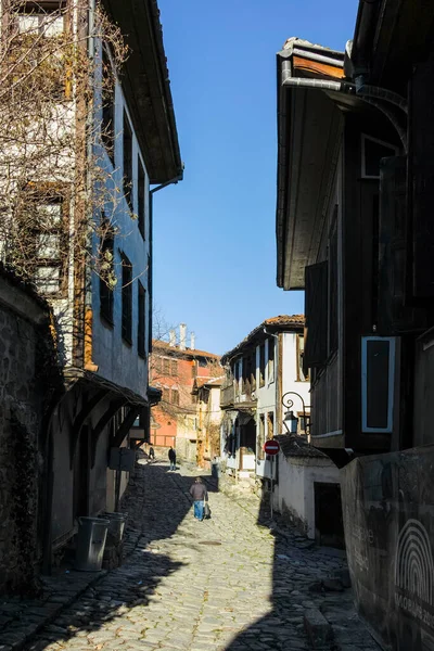 Plovdiv Bulgarie Janvier 2022 Rue Xixe Siècle Maisons Dans Réserve — Photo