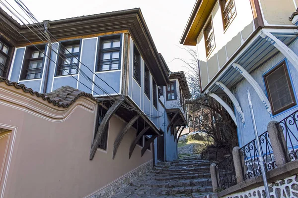 Plovdiv Bulgaria January 2022 Street Nineteenth Century Houses Architecture Historical — стокове фото