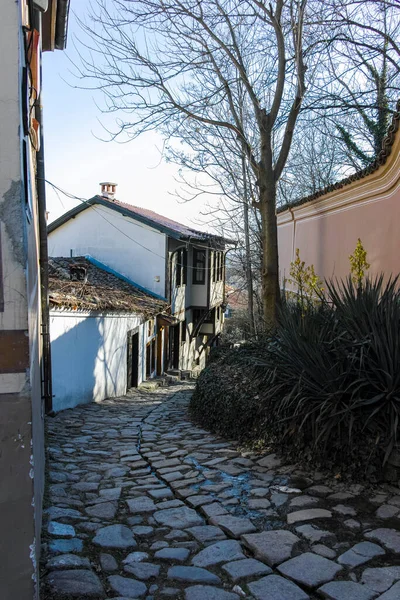 Plovdiv Bulgaria January 2022 Street Nineteenth Century Houses Architecture Historical — стокове фото