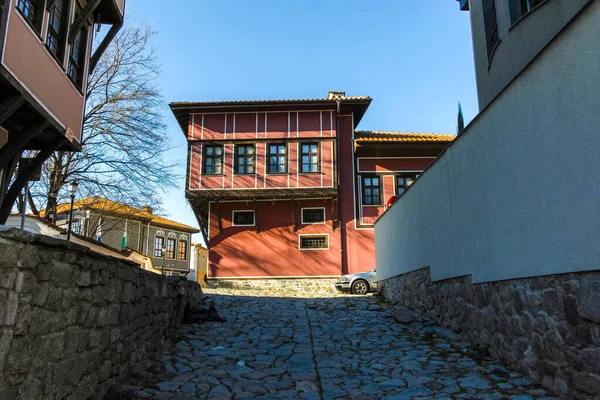 Plovdiv Bulgaria January 2022 Street Nineteenth Century Houses Architectural Historical — Stock Photo, Image