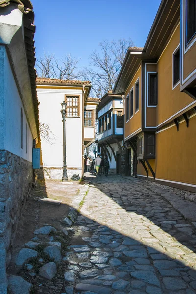 Plovdiv Bulgarie Janvier 2022 Rue Xixe Siècle Maisons Dans Réserve — Photo