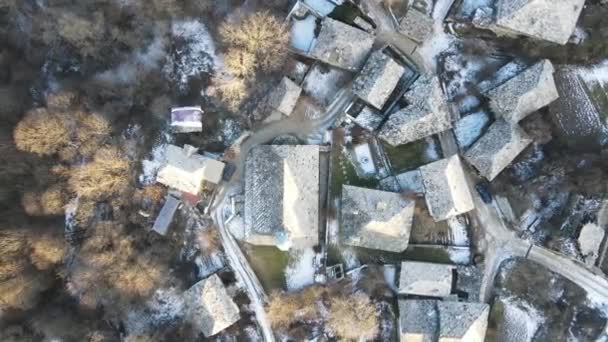 Vista Aérea Inverno Vila Dolen Com Autênticas Casas Século Xix — Vídeo de Stock