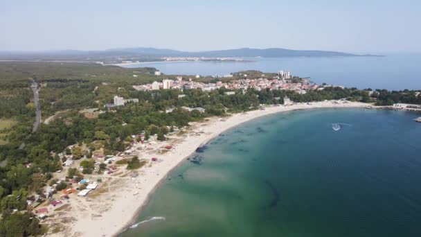 Amazing Aerial View South Beach Town Kiten Burgas Region Bulgaria — Stock Video