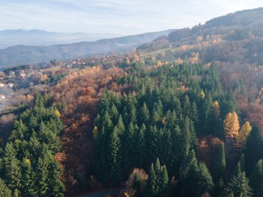 Osogovo Dağı 'nın hava manzarası, Kyustendil bölgesi, Bulgaristan