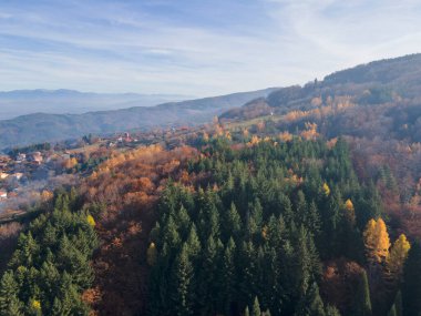 Osogovo Dağı 'nın hava manzarası, Kyustendil bölgesi, Bulgaristan