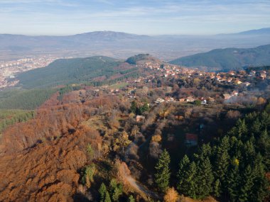 Osogovo Dağı 'nın hava manzarası, Kyustendil bölgesi, Bulgaristan