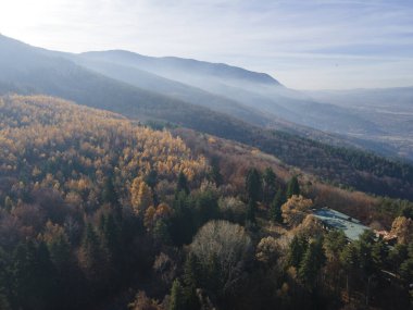 Osogovo Dağı 'nın hava manzarası, Kyustendil bölgesi, Bulgaristan
