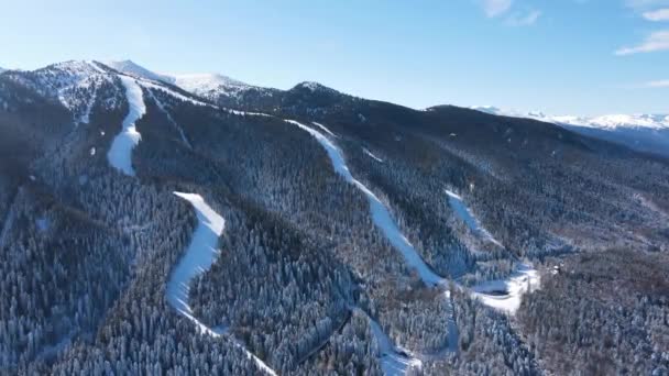 Vue Aérienne Hiver Montagne Rila Près Station Ski Borovets Région — Video
