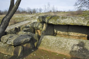 Ancient Thracian dolmen Nachevi Chairi (Nachovi chairi) near village of Hlyabovo, Haskovo Region, Bulgaria