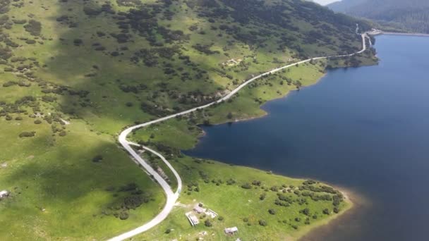 Amazing Aerial View Belmeken Dam Rila Hegy Bulgária — Stock videók