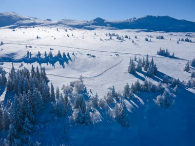 Bulgaristan 'ın Sofya Şehir Bölgesi, Vitosha Dağı' nın Hava Kış Manzarası