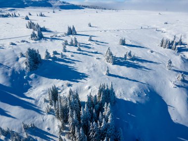 Bulgaristan 'ın Sofya Şehir Bölgesi, Vitosha Dağı' nın Hava Kış Manzarası