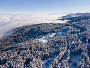 Bulgaristan 'ın Sofya Şehir Bölgesi, Vitosha Dağı' nın Hava Kış Manzarası