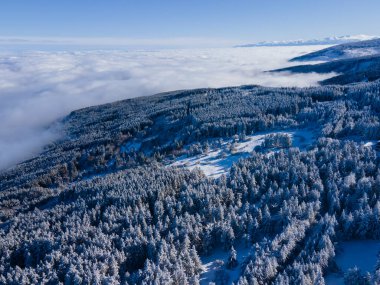 Bulgaristan 'ın Sofya Şehir Bölgesi, Vitosha Dağı' nın Hava Kış Manzarası