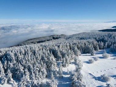 Bulgaristan 'ın Sofya Şehir Bölgesi, Vitosha Dağı' nın Hava Kış Manzarası