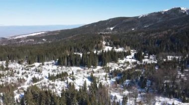 Bulgaristan 'ın Sofya Şehir Bölgesi Ofeliite bölgesindeki Vitosha Dağı' nın Hava Kış Manzarası
