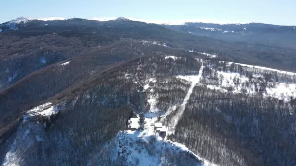 Vista Aérea Inverno Montanha Vitosha Área Kopitoto Região Cidade Sófia — Vídeo de Stock