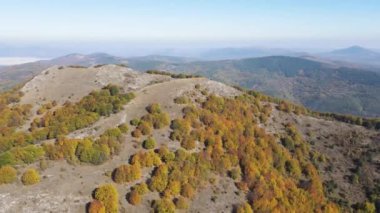 Bulgaristan 'ın Pernik Bölgesi Golemi zirvesi yakınlarındaki Erul dağının şaşırtıcı sonbahar manzarası