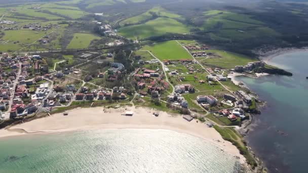 Flygfoto Över Byn Lozenets Burgas Region Bulgarien — Stockvideo