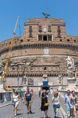 Roma, İtalya 22 Haziran 2017 Roma, İtalya 'daki St. Angelo Kalesi' nin muhteşem manzarası.