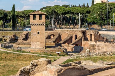 Roma, İtalya - 22 Haziran 2017: panoramik Circus Maximus, Roma, İtalya, Amazing