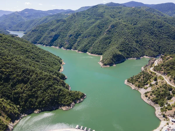 Bulgaristan 'ın Smolyan Bölgesi, Tsankov kamak Barajı' nın hava manzarası