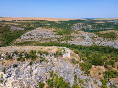 İkinci Bulgar İmparatorluğu, Rusçuk bölgesi ve Bulgaristan 'dan Ortaçağ tahkim edilmiş Cherven kentinin havadan görünüşü
