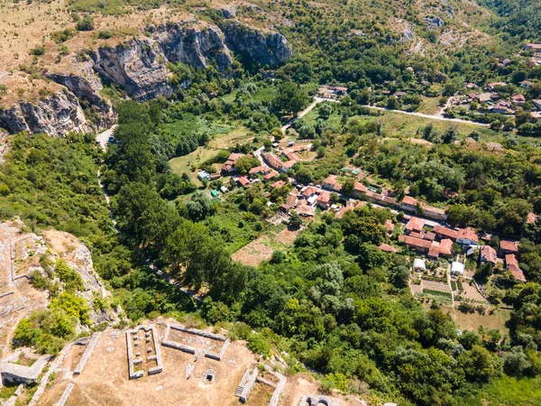 Légi Kilátás Romjai Középkori Erődített Város Cherven Időszakából Second Bulgarian — Stock Fotó