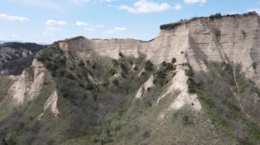 Melnik kum piramitlerinin hava manzarası, Blagoevgrad bölgesi, Bulgaristan