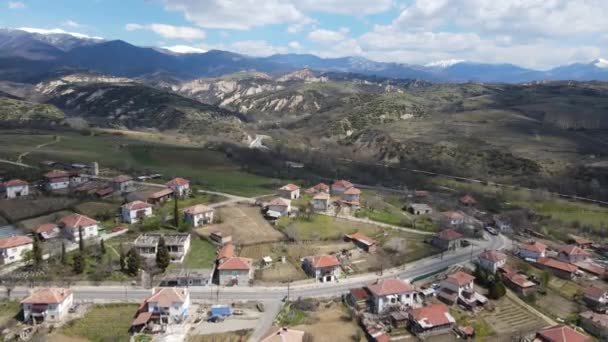 Légi Kilátás Lozenitsa Village Szőlő Ültetvények Közelében Város Melnik Blagoevgrad — Stock videók