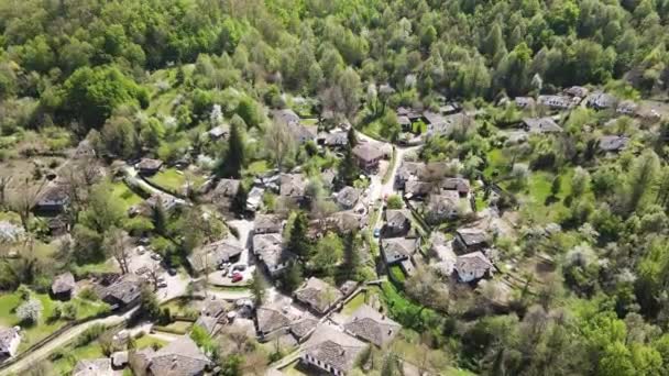 Aerial Spring View Village Bozhentsi Gabrovo Region Bulgaria — Stock Video