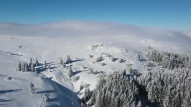 Bulgaristan 'ın Sofya Şehir Bölgesi, Vitosha Dağı' nın Hava Kış Manzarası