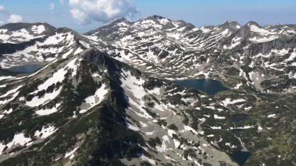 Incrível Vista Aérea Dos Lagos Kremenski Pirin Mountain Bulgária — Vídeo de Stock