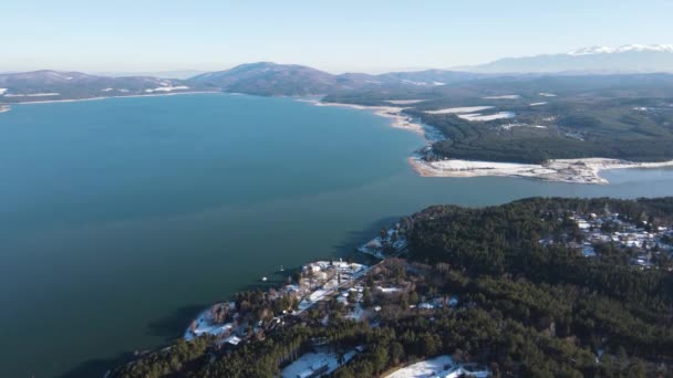 Flygfoto Över Iskar Reservoir Nära Staden Sofia Bulgarien — Stockvideo